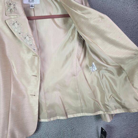 Le Suit petite champagne floral embroidered blazer 4P - Picture 13 of 16